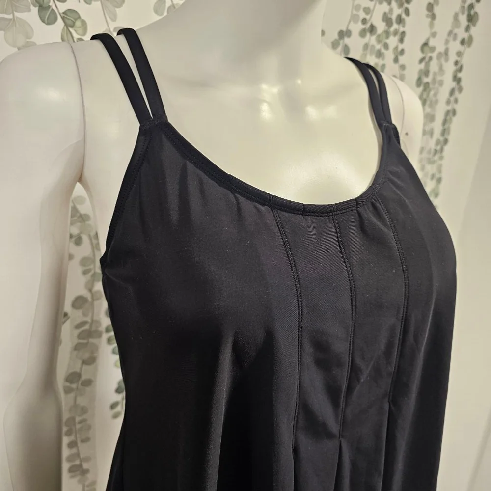 SWIM SOLUTIONS Black Pleated Adjustable Scoop Neck Tankini Swimsuit Top Sz 12 - Picture 5 of 12
